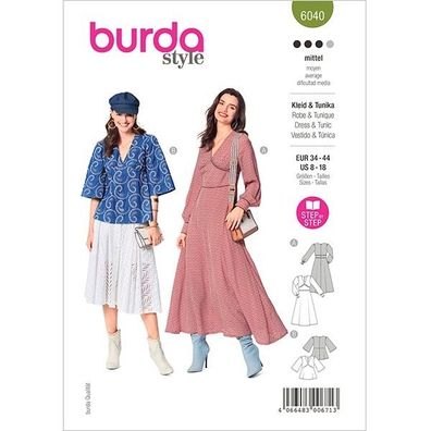 burda style Papierschnittmuster Maxikleid und Tunika-Bluse #6040