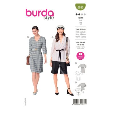 burda style Papierschnittmuster Midikleid und Bluse mit Gummizug #6030