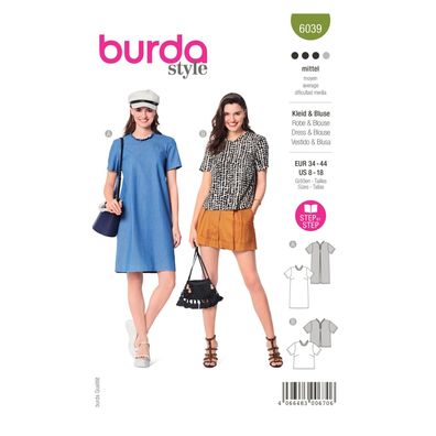 burda style Papierschnittmuster Kleid und Bluse #6039