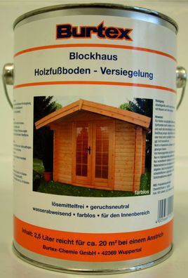 Blockhaus Holzfußboden - Versiegelung wasserabweisend farblos im 2,5 Liter Blecheimer