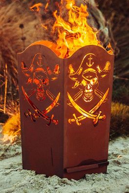 Feuerkorb Pirat Feuerstelle Piraten Skull Feuertonne Edelrost