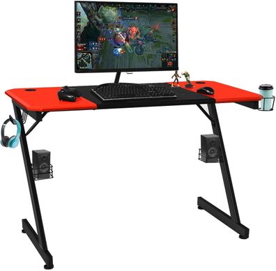 Z-förmige Gaming Tisch, Computertisch, PC Tisch, 120 x 60 x 76 cm Schreibtisch