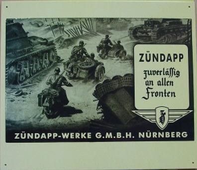Blechschild Zündapp Militär, Motorrad, Deko, Oldtimer