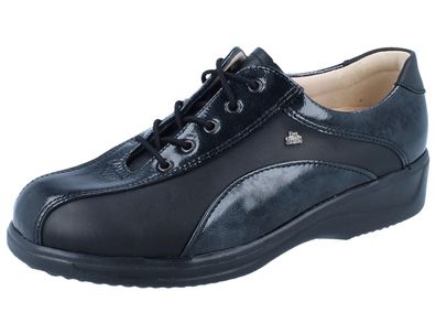 FINN Comfort Oviedo Damen Schnürschuhe schwarz Glattleder
