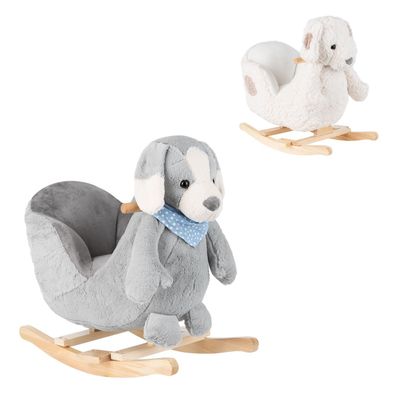 Kikkaboo Schaukeltier Puppy mit Sitz, Rückenlehne, Kufen, Holzgriffe, Fußstützen