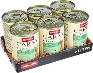 animonda ¦ CARNY Kitten - Rind, Huhn & Kaninchen - 6 x 400 g ¦ nasses Katzenfut...