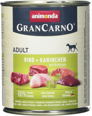 animonda ¦ Gran Carno Adult ¦ Rind + Kaninchen mit Kräutern - 6 x 800 g¦ nasses ...