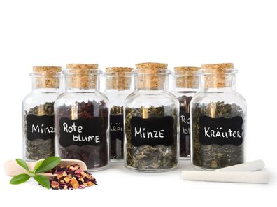 12 Gewürzgläser Korkverschluss 180ml Vorratsdose Gewürzdosen Glasdose Vorratsgläser