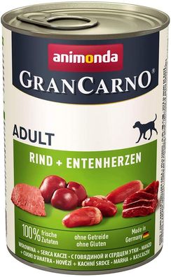 animonda ¦ Gran Carno Adult - Rind + Entenherzen - 6 x 400g ¦ nasses Hundefutter ...