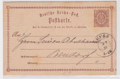 97349 DR Ganzsachen Postkarte Plattenfehler P1/ C1 Neuss nach Bendorf 1874