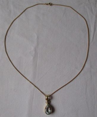 elegante 585er Gold Damen Halskette mit Diamant + Edelstein Anhänger (100806)