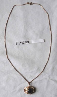 schöne Halskette 333er Gold und Anhänger mit grünem Stein (112229)
