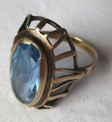 schöner 333er Gold Damen Ring Art Déco Stil mit großem blauem Stein (109361)