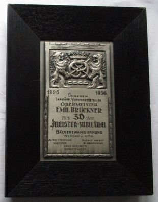 Metall Innungsschild 30 Jähriges Bäcker Meister Jubiläum Werdau 1896-26 (108223)