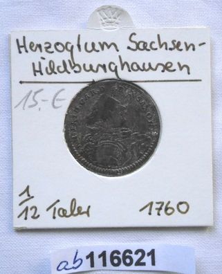 1/12 Taler Silber Münze Sachsen Hildburghausen 1760 (116621)