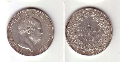 Silber Münze 1 Gulden Hohenzollern Fr. Wilhelm IV. 1852 (MU1714)