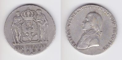 1 Taler Silber Münze Preussen Friedrich Wilhelm III 1802 A f. vz (151176)