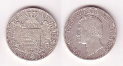 1 Taler Silber Münze Sachsen König Johann 1856 F (105214)