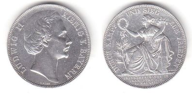 1 Siegestaler Silber Münze Bayern Ludwig II 1871 vz