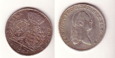 2/3 Taler Silber Münze Sachsen Friedrich August III. 1775 E.D.C. 1775 ss+