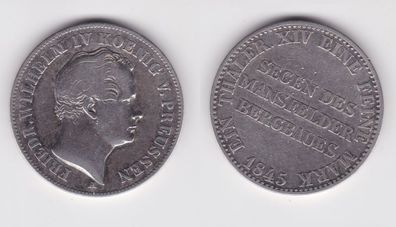 1 Taler Silber Münze Preussen Mansfelder Bergbau 1845 A ss (151192)