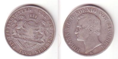 1 Vereinstaler Silber Münze Sachsen 1860 B (104951)