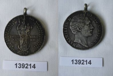 1 Doppelgulden Silber Münze Bayern Maximilian II. Mariensäule 1855 (139214)