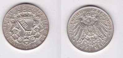 2 Mark Silber Münze Freie Stadt Bremen 1904 vz - Stgl. (132017)