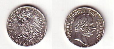 2 Mark Silber Münze Sachsen Koenig Georg 1904 auf den Tod