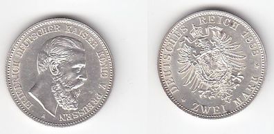 2 Mark Silber Münze Preussen Kaiser Friedrich 1888 (114467)