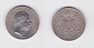 2 Mark Silber Münze Sachsen König Georg 1904 auf den Tod vz (135491)