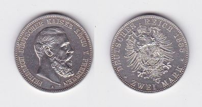 2 Mark Silber Münze Preussen Kaiser Friedrich 1888 vz+ (130899)