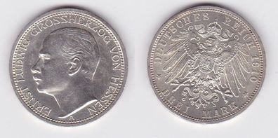 3 Mark Silber Münze Ernst Ludwig Großherzog von Hessen 1910 (131165)