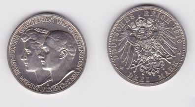 3 Mark Silber Münze Sachsen Weimar Eisenach 1910 Stgl. (135213)