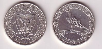 5 Mark Silber Münze Weimarer Republik Rheinstrom 1930 A (115642)