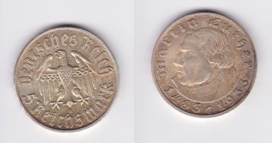 5 Mark Silber Münze Martin Luther 1933 A Jäger 353 f. vz (133655)