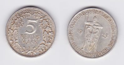 5 Mark Silber Münze 1000 Feier der Rheinlande 1925 E f. vz (151467)