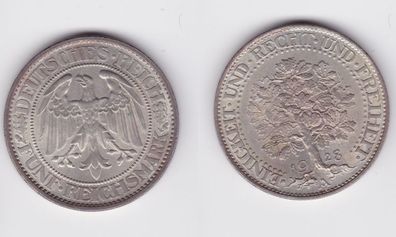 5 Mark Silber Münze Weimarer Republik Eichbaum 1928 A vz+ (140336)