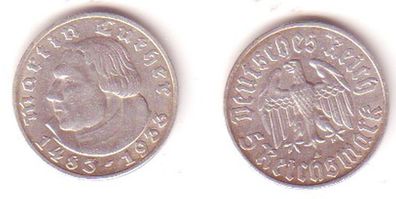 5 Mark Silber Münze Martin Luther 1933 A Jäger 353 (MU1078)