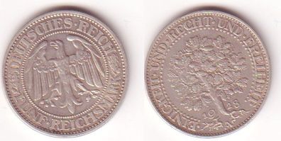 5 Mark Silber Münze Weimarer Republik Eichbaum 1928 A (MU0329)