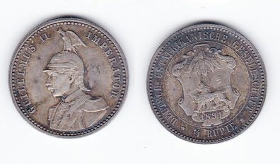 1/4 Rupie Silber Münze Deutsch Ostafrikanische Gesellschaft 1891 (127458)