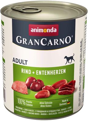 animonda ¦ Gran Carno Adult - Rind + Entenherzen - 6 x 800 g¦ nases Hundefutter ...