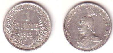1 Rupie Silber Münze Deutsch Ost Afrika 1913 J (MU0853)