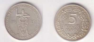 5 Mark Silber Münze Jahrtausend Feier der Rheinlande 1925 E (BN9892)