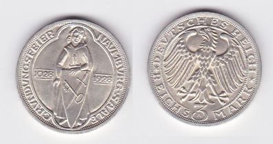 Silbermünze 3 Mark Gründungsfeier Naumburg 1928 A (131499)