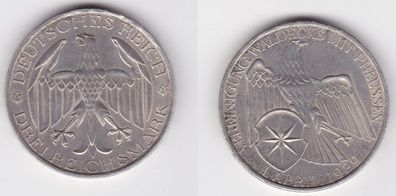 Silbermuenze 3 Mark Vereinigung Waldeck mit Preussen 1929 A (125830)