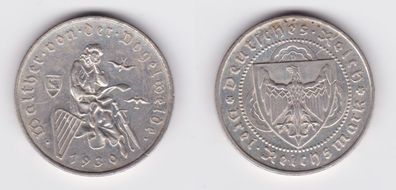 Silber Münze 3 Mark Walther von der Vogelweide 1930 D vz J.344 (156222)