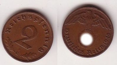 2 Reichspfennig Kupfer Münze 3. Reich 1940 G Jäger 362 (108999)