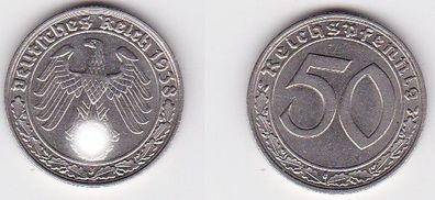 50 Pfennig Nickel Münze 3. Reich 1938 J, Jäger 365 (122669)