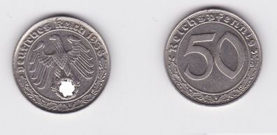 50 Pfennig Nickel Münze 3. Reich 1938 B Jäger 365 vz (133071)